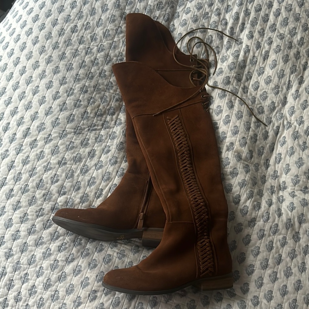 Sbicca Brown Over the Knee Boots with Slouchy Design and Soft Suede Material